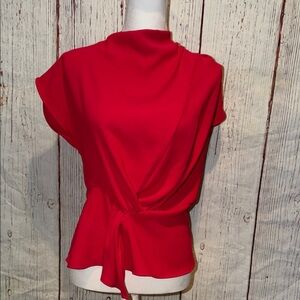 Zara Vibrant Red Draped Blouse